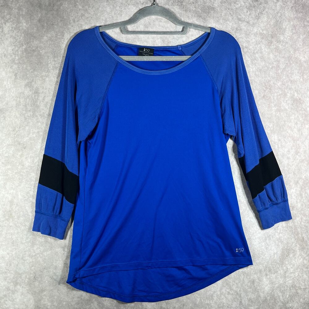 :59 Splits Fifty Nine Shirt Womens Medium Blue 3/4 Sleeve Casual Outdoor Stretch